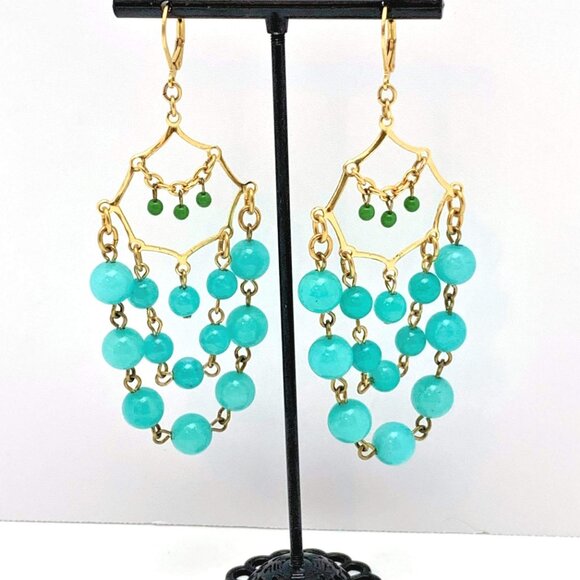 David Aubrey beaded chandelier lever back earrings - Picture 2 of 4